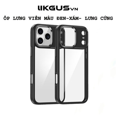 Ốp Lưng Trong Cứng LikgusVN Chống Ố Vàng Viền Gờ Cam Kim Loại – Dùng Cho iPhone 12 17 Pro Plus Pro Max