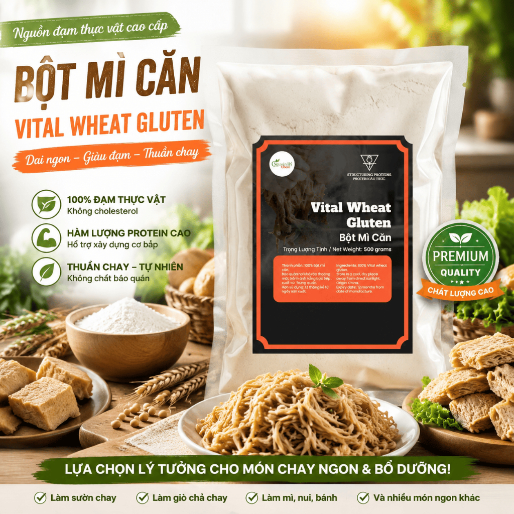 1kg/500g Bột Mì Căn Gluten, Bột Lúa Mì, Bột Làm Bò Viên Giò Chả Thịt Ham, Vital Wheat Gluten