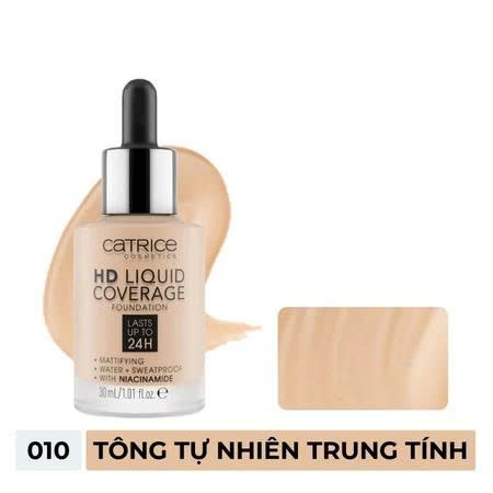 Kem Nền Che Phủ Kiềm Dầu 24H Catrice HD Liquid 010-Hàng Chính Hãng