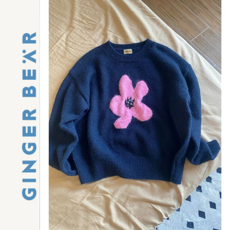 Áo Len Hoa Form Rộng Winter Blossom Sweater Gingerbear – Sweater Nữ Wool Ấm Áp, Style Hàn Quốc