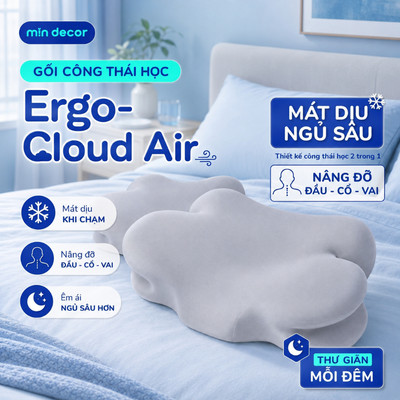 [HT] Gối Ergo-Cloud Air Công Thái Học Memory Foam  Mịn Decor, Gối Thông Minh Chống Đau Cổ Vai Gáy