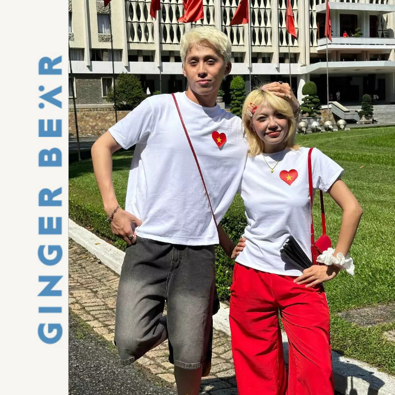 Áo Thun Unisex Form Boxy Gingerbear Happy National Tee – Áo Cotton In Trái Tim Việt Nam Basic, Form 