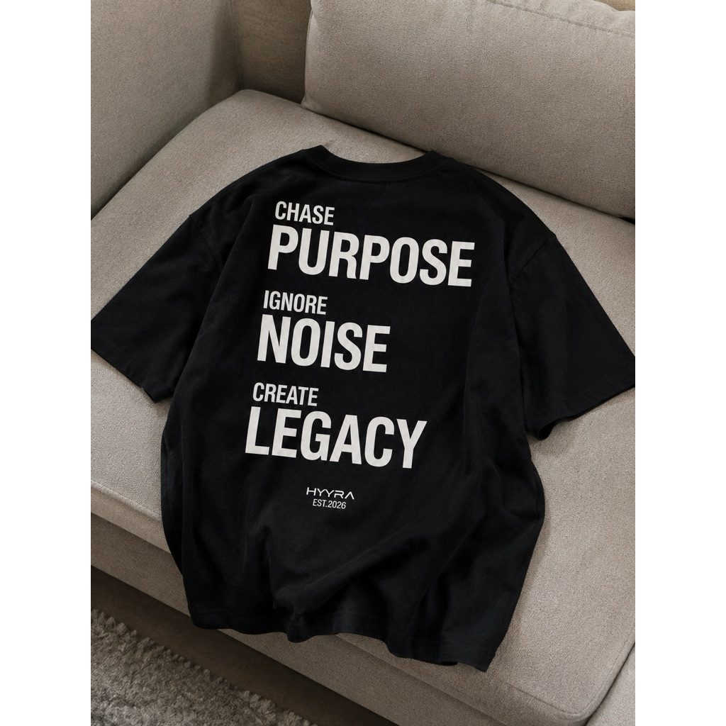 Áo thun form boxy HYVRA Chase Purpose Ignore Noise Create Legacy Unisex