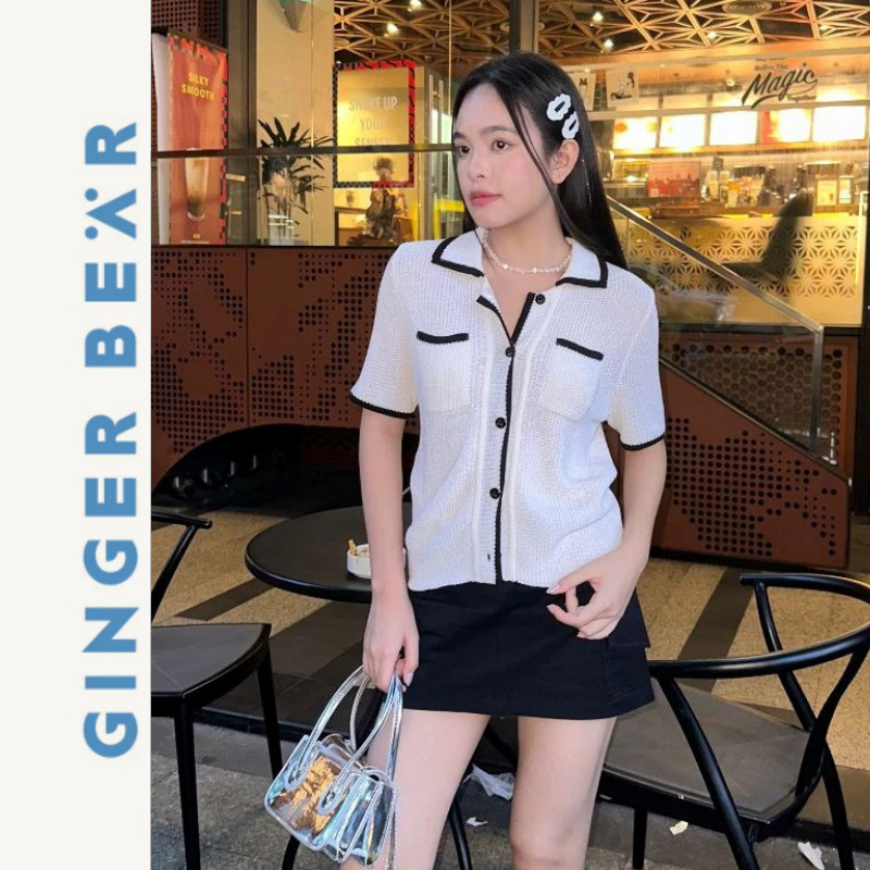 Áo Len Nữ Cổ Polo Gingerbear Pudding Polo – Áo Len Mềm Co Giãn, Form Ôm Thanh Lịch, Áo Polo Nữ Dễ Ph