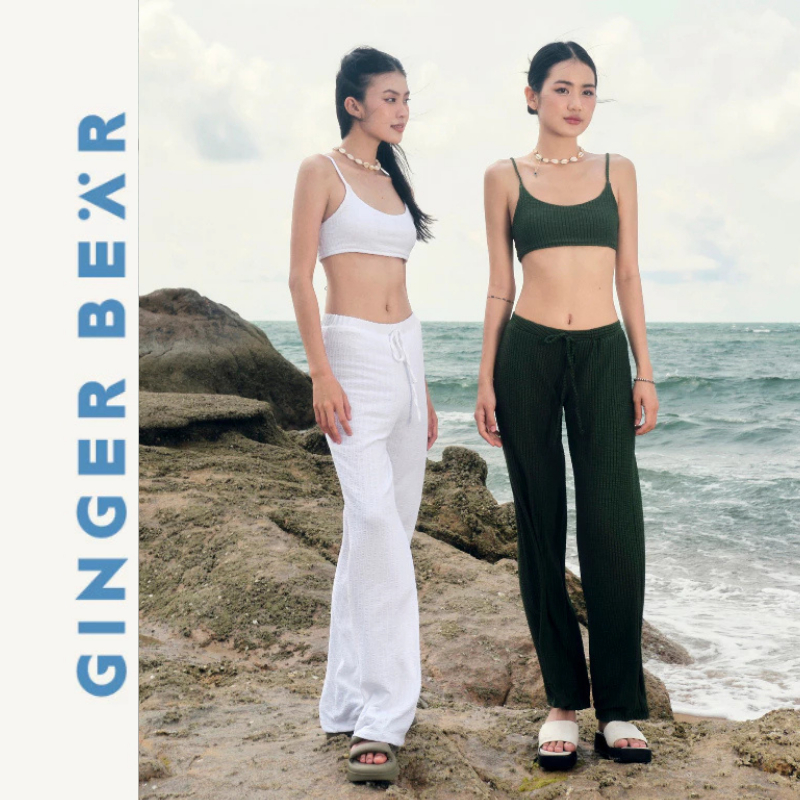 Quần Thun Nữ Scallop Gingerbear – Quần Đi Biển Thun Xốp Mỏng Nhẹ, Co Giãn Thoáng Mát, Dễ Phối