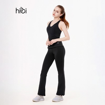 Đồ tập Pilates Yoga nữ Hibi Sports gồm áo TS001 & quần loe QD324, co dãn, thoáng khí, kèm mút đệm áo