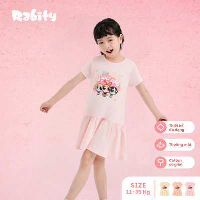   Đầm ngắn tay họa tiết Powerpuff Girl bé gái Rabity 950.901