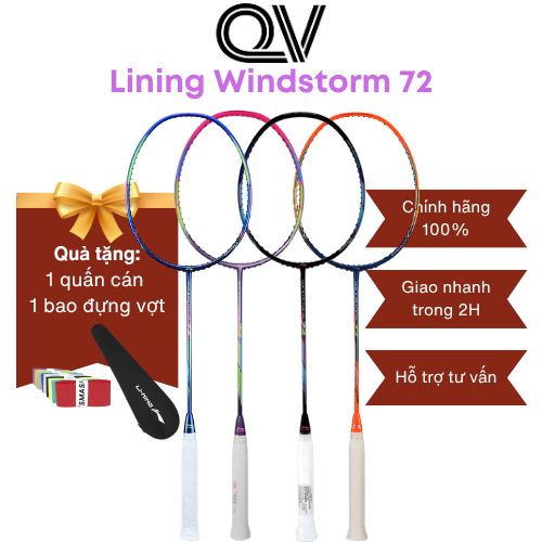 Vợt cầu lông Lining Windstorm 72 chính hãng Quốc Việt Badminton phù với lối đánh thiên thủ, đặc biệt