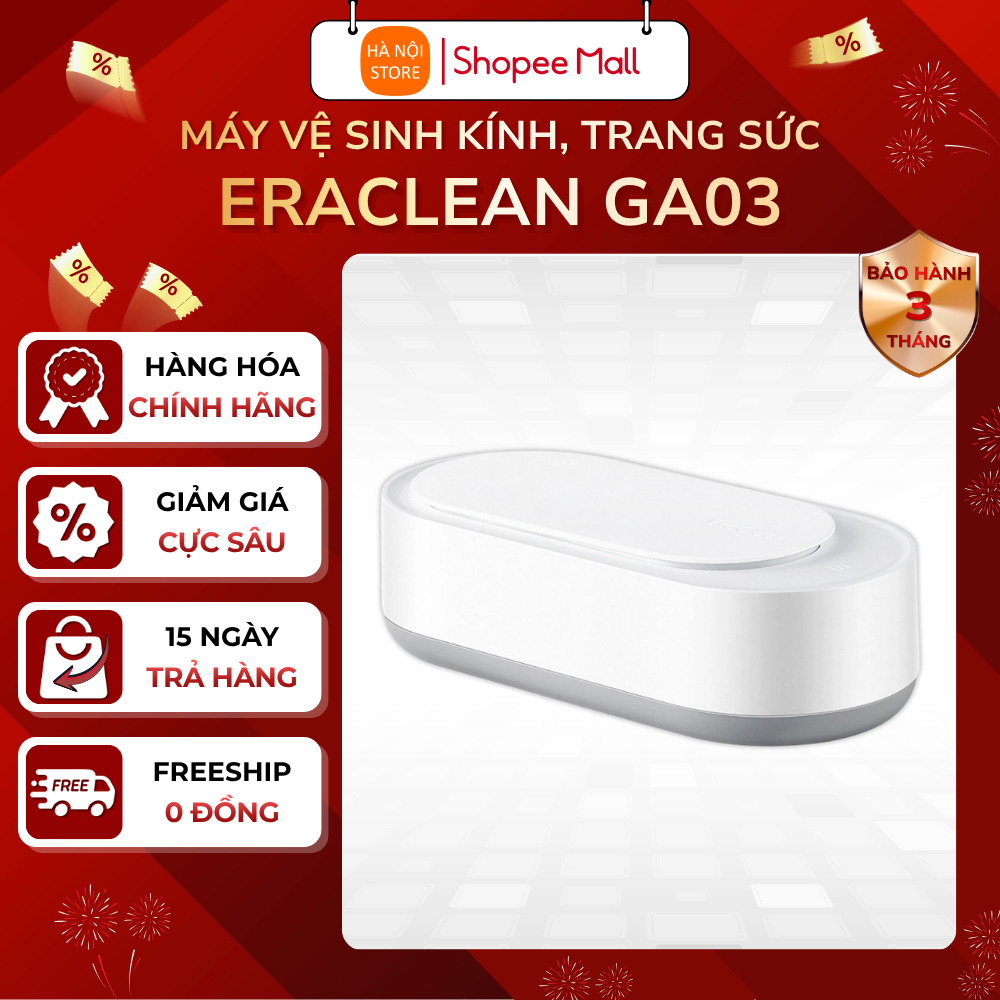 Máy làm sạch bằng sóng âm Eraclean GA03, làm sạch kính, trang sức - Bảo hành 3 tháng