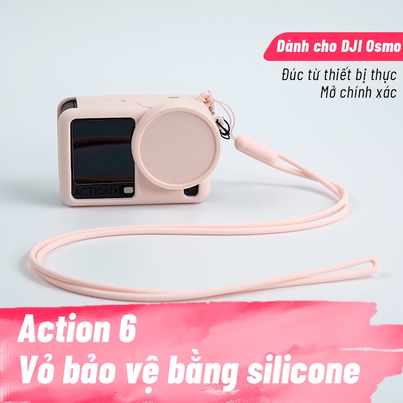 Thích hợp cho DJI OSMO ACTION 6 Vỏ silicon Vỏ bảo vệ ống kính Camera thể thao Chống bụi Vỏ chống sốc Phụ kiện Action 6