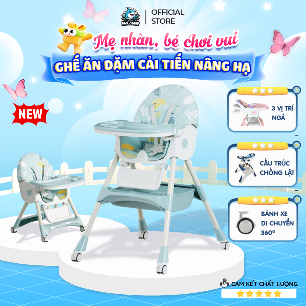 Ghế Ăn Dặm Cho Bé Pakey - Ngả Lưng, Gấp Gọn Nâng Hạ Độ Cao Dễ Dàng