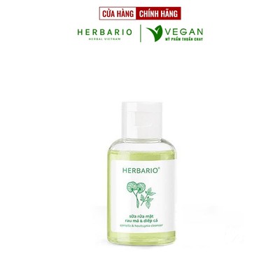 Mini size - Sữa rửa mặt Rau má & Diếp cá herbario 50ml sạch mụn thuần chay