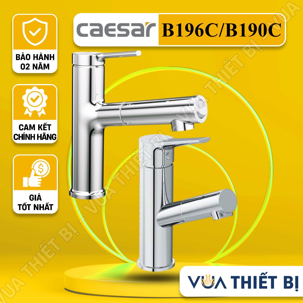 CAESAR B196C B190C - Vòi lavabo nóng lạnh rút dây Chính Hãng