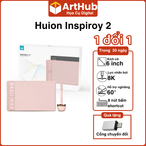 Bảng Vẽ Đồ Hoạ Huion Inspiroy 2 Bút Cảm Ứng Vẽ Tranh Ghi Chú Dạy Học