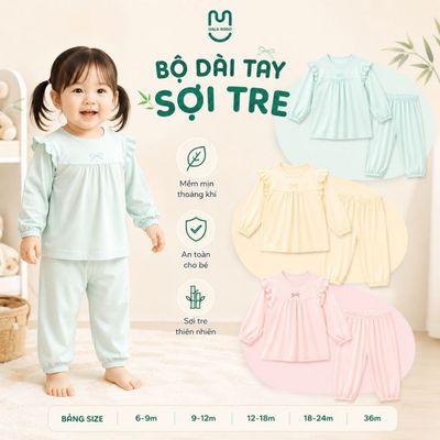 Bộ dài tay cho bé Ualarogo 6 tháng - 3 tuổi vải Sợi tre Bamboo mềm mại co giãn UR 983