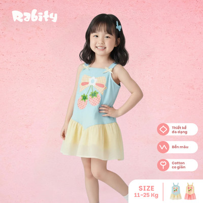   Đầm thun hai dây dâu tây bé gái Rabity 954.900