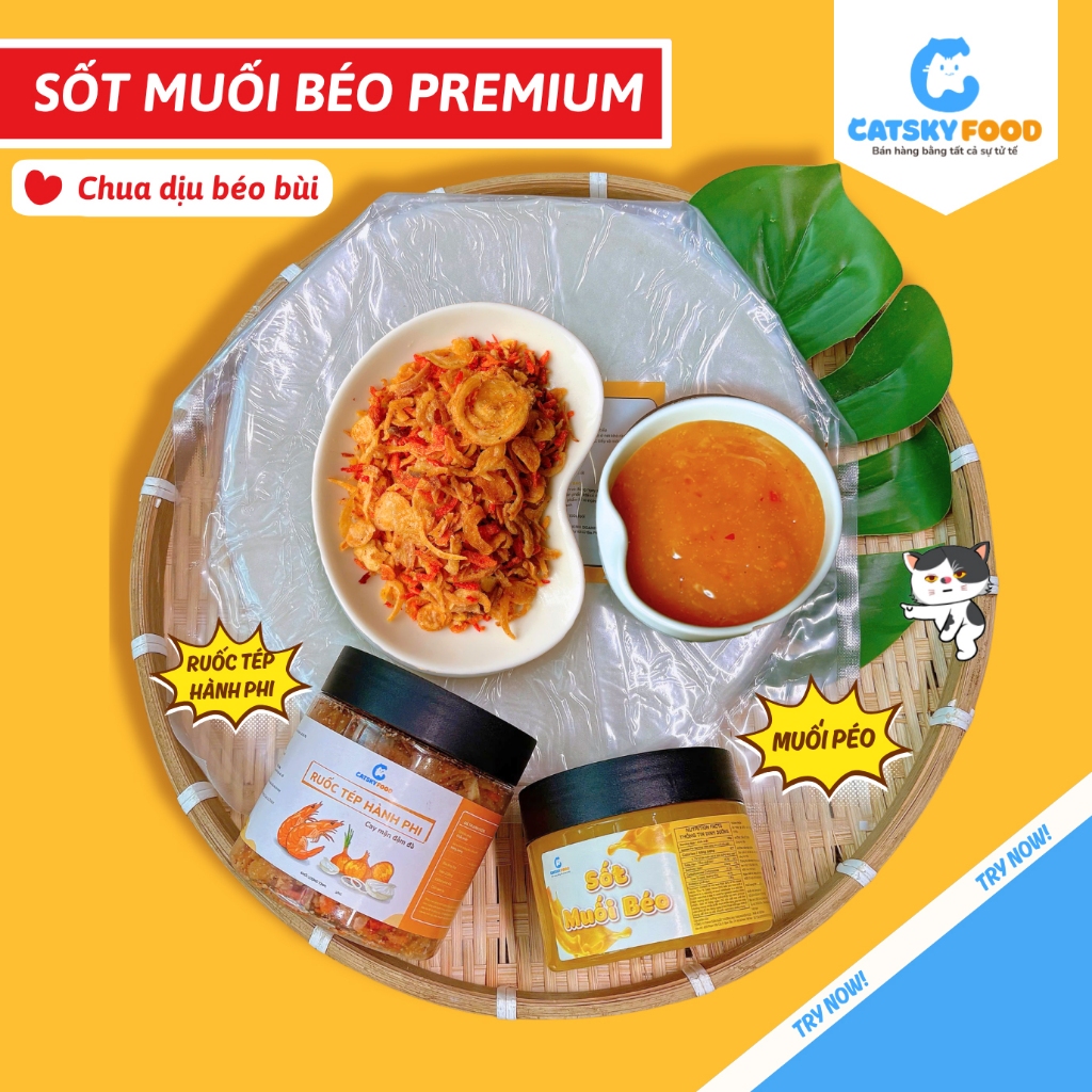 Bánh tráng phơi sương CATSKY FOOD combo bánh tráng sốt muối béo đồ ăn vặt - COMBO MUỐI BÉO PREMIUM