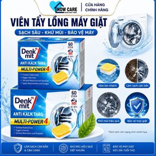 Viên Tẩy Lồng Máy Giặt Denkmit Đức Khử Mùi Hôi Cặn Bẩn Lâu Ngày, Sạch Lồng Giặt, Nhập Khẩu EU, An Toàn Cho Sợi Vải
