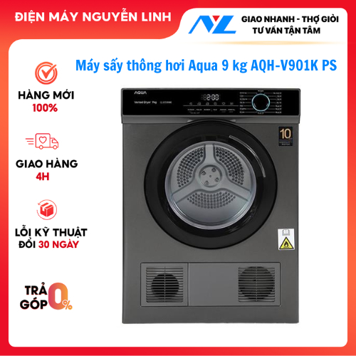 Máy sấy thông hơi Aqua 9 kg AQH-V901K PS