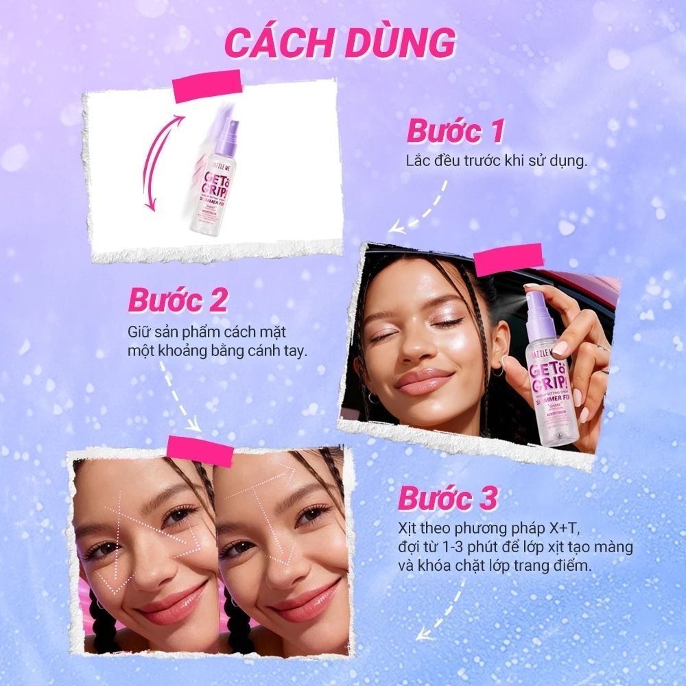 Ảnh 8 của Xịt khóa nền DAZZLE ME Setting Spray Matte Fix trang điểm kiểm soát dầu mịn lì lâu trôi 60ml