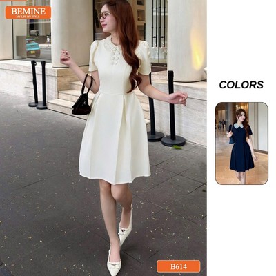 Đầm thiết kế BEMINE cổ sen đính cườm dáng ngắn phù hợp đi chơi-B614