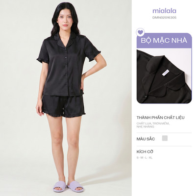 Mialala Bộ Mặc Nhà Pyjama TNQN 6305 Chất Liệu Lụa Mềm Mượt Cao Cấp Thiết Kế Bèo Nhún Nữ Tính
