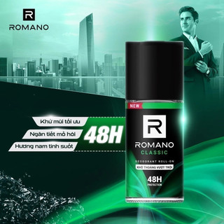 [TẶNG 40% dung tích] Lăn khử mùi Romano Khử mùi vượt trội, Hương nam tính suốt 48H 56ml