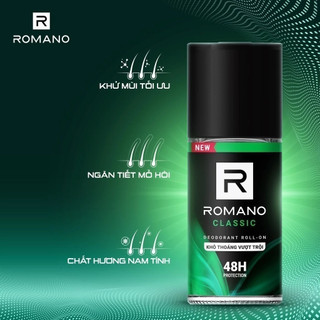[TẶNG 40% dung tích] Lăn khử mùi Romano Khử mùi vượt trội, Hương nam tính suốt 48H 56ml