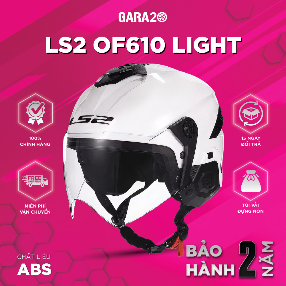 🏁 [Chính Hãng] Mũ Bảo Hiểm 3/4 LS2 OF610 Light – Phiên Bản Cải Tiến Mới Siêu Nhẹ 895g, Đi Phố