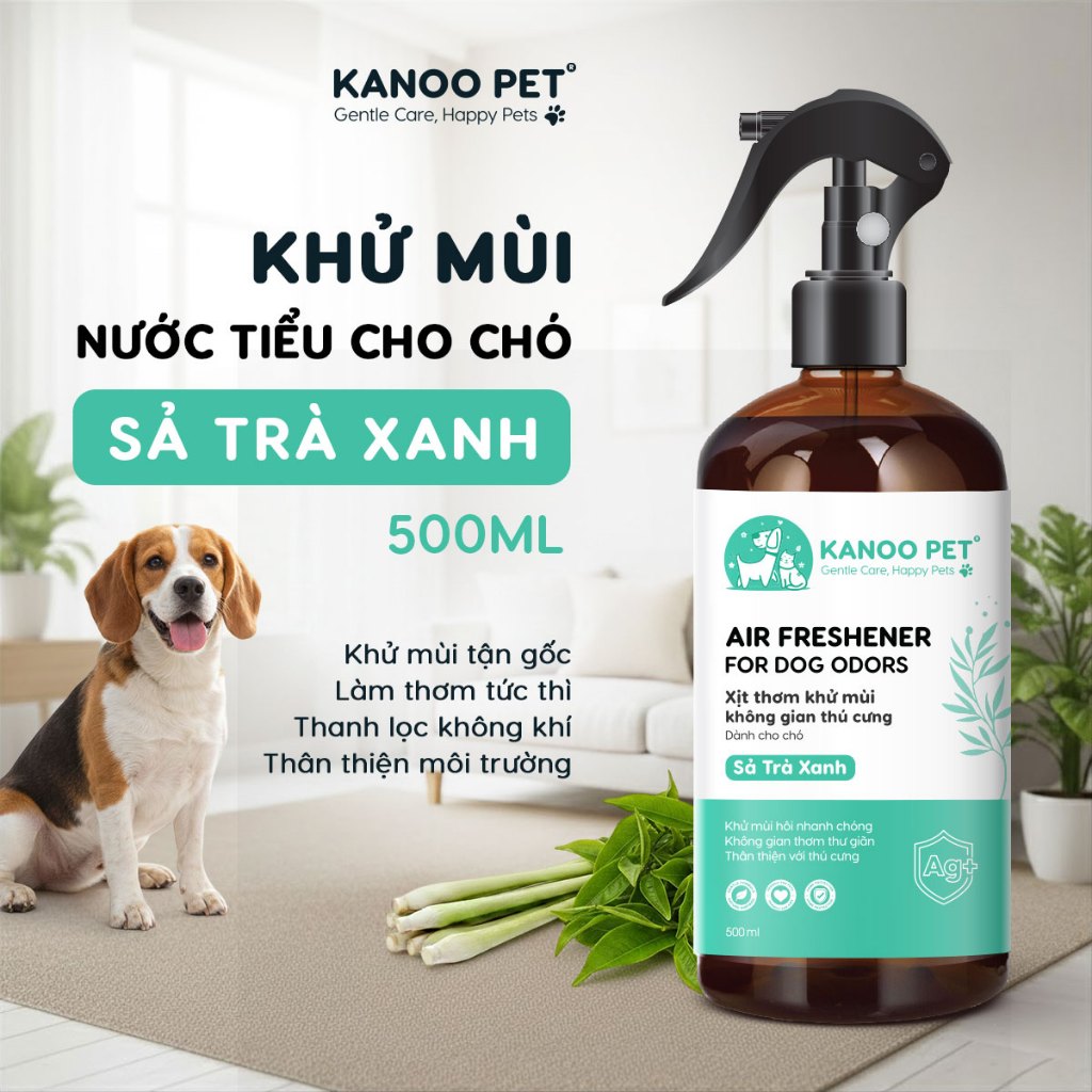 Xịt khử mùi nước tiểu vệ sinh chó Kanoo Pet - Sả Chanh Trà Xanh 500ml