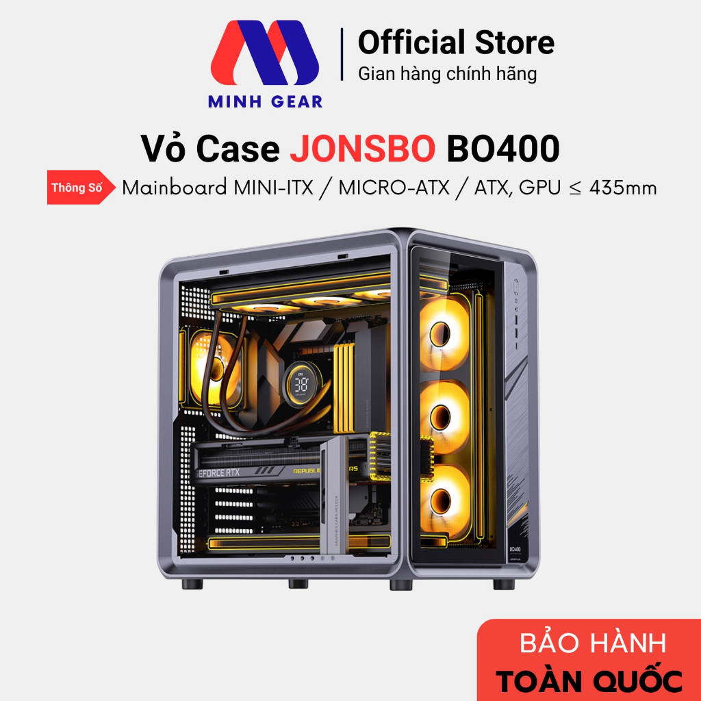 Vỏ Case Máy Tính Mid Tower JONSBO BO400 Gray (Hàng Chính Hãng)