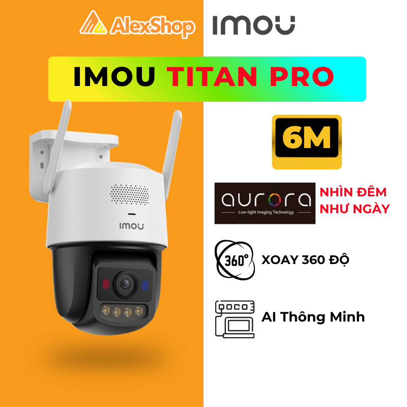 [6M] Camera Wifi Imou Titan Pro 6M, Màu Đêm Aurora, Ngoài Trời POE, Xoay Đàm Thoại_U7LP-6V0NE