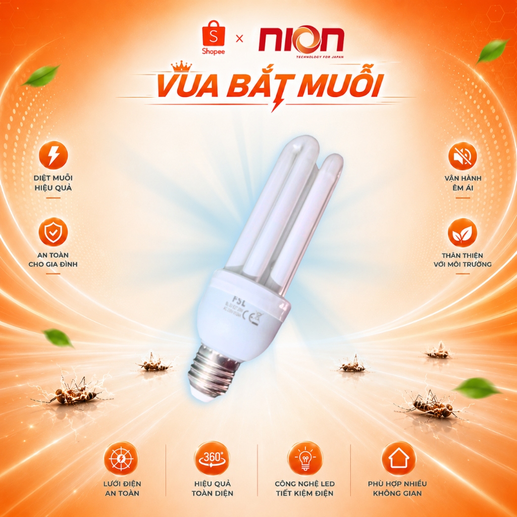 Bóng đèn bắt muỗi chữ U 20W thay thế cho đèn bắt muỗi Nion GD20