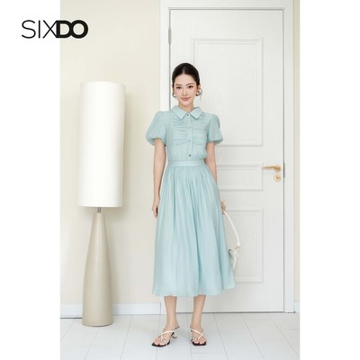 Đầm xanh voan tơ cổ đức tay bồng SIXDO (Mint Organza Flared Dress)
