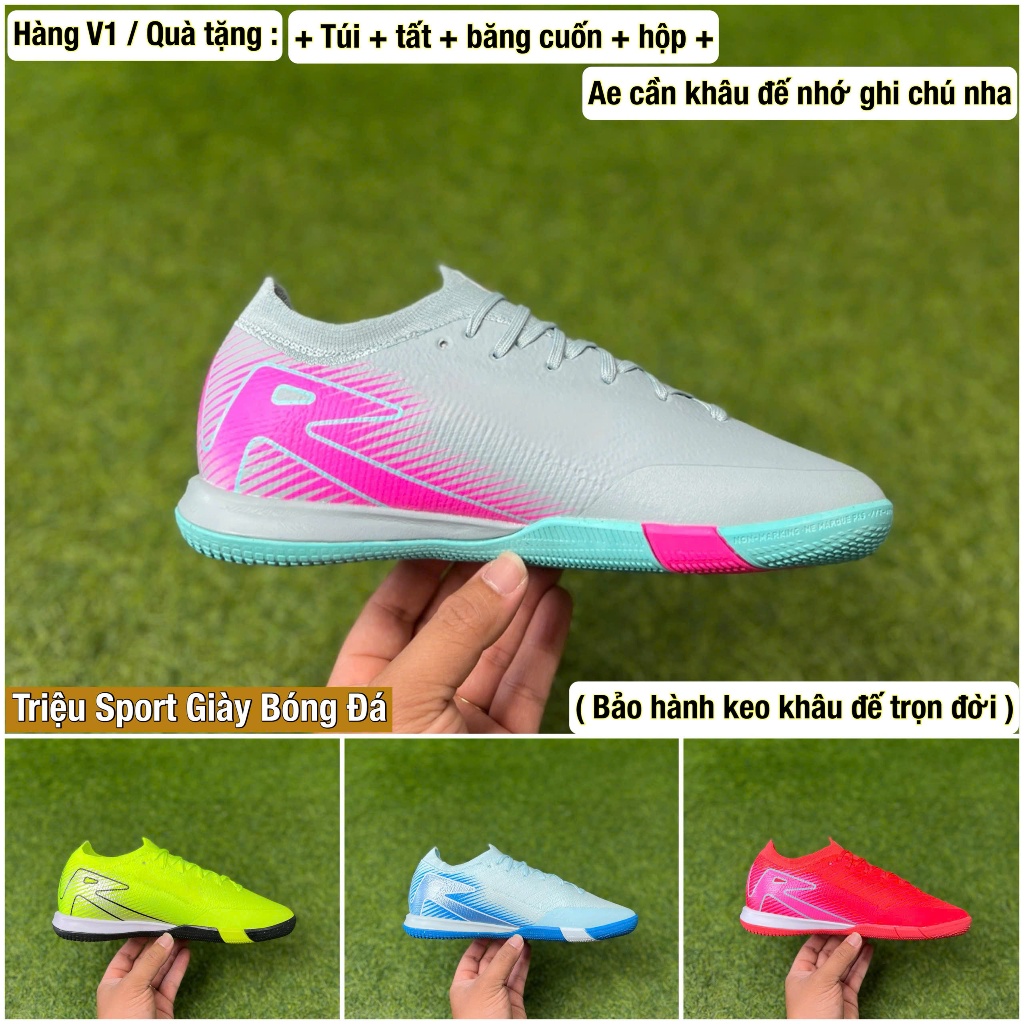 giày đá bóng futsal vapor 16 pro ic v1 ( tặng túi + tất + băng cuốn + hộp + ae cần khâu đế ghi chú )