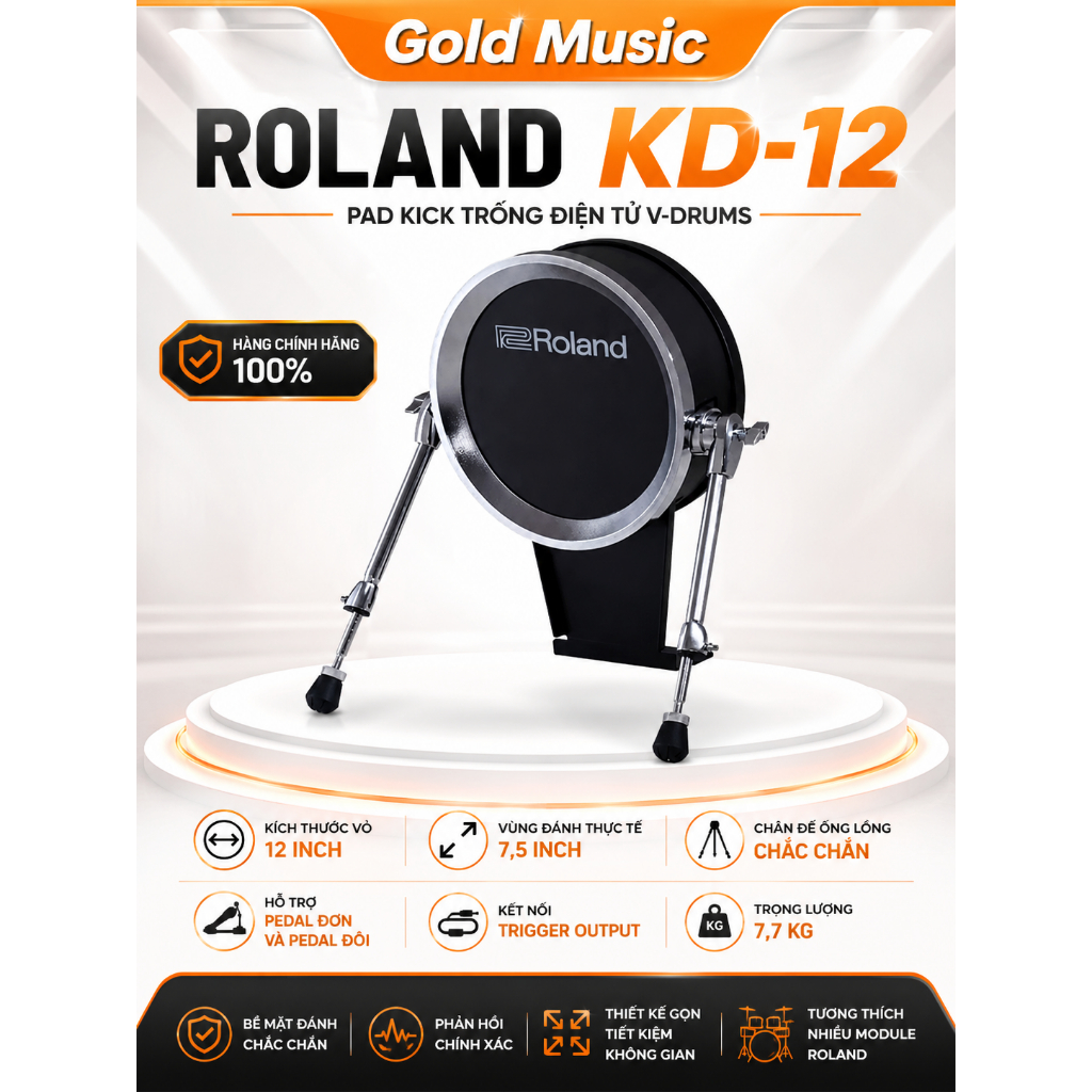 Roland KD-12 – Pad Kick Trống Điện Tử V-Drums 12 Inch