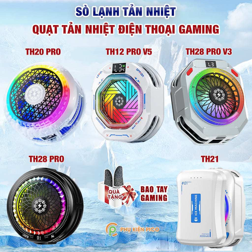 Quạt tản nhiệt điện thoại sò lạnh TH12 Pro / TH28 Pro / TH29 Pro / FS18 Pro Siêu lạnh màn hình hiển 