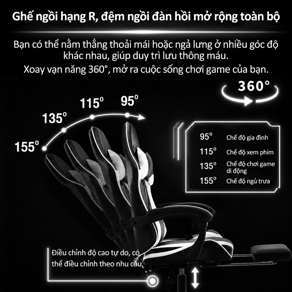 Ghế ghế máy tính chơi game, ghế ngồi lâu thoải mái dùng trong gia đình, ghế công thái học | BigBuy360 - bigbuy360.vn