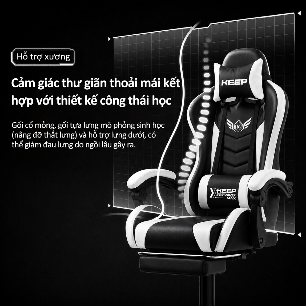 Ghế ghế máy tính chơi game, ghế ngồi lâu thoải mái dùng trong gia đình, ghế công thái học | BigBuy360 - bigbuy360.vn