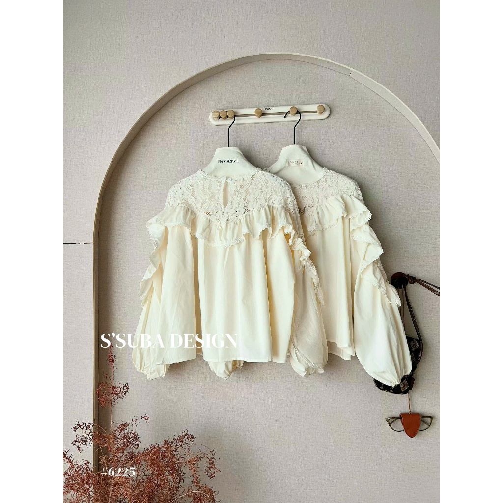 #6225 “ÁO THÔ PHỐI REN TAY BỒNG”