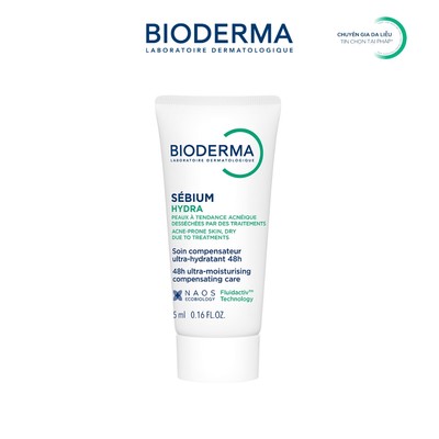 [Quà tặng không bán] Kem dưỡng ẩm giảm khô căng, bong tróc cho da mụn Bioderma Sebium Hydra - 5ml