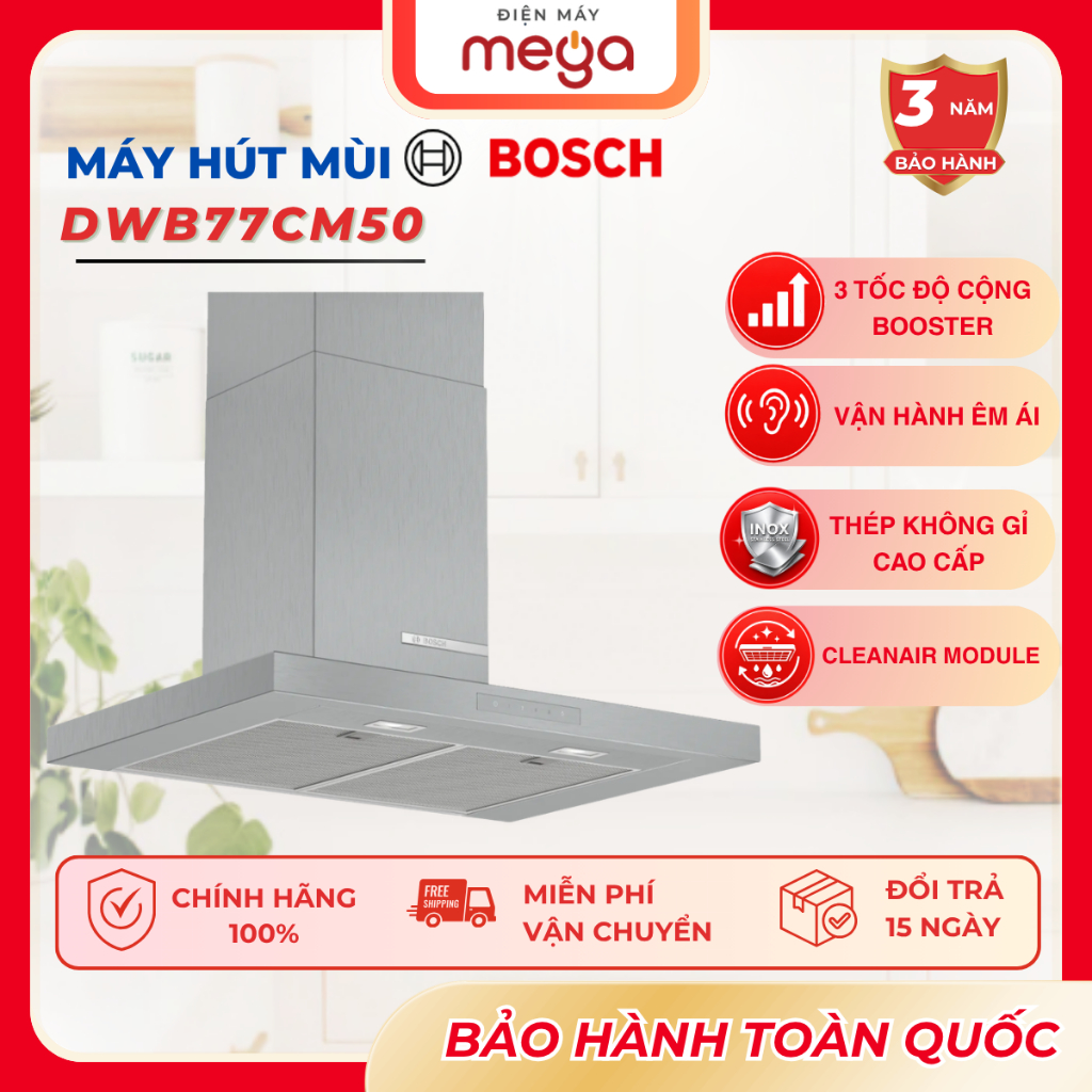 Máy Hút Mùi Bosch DWB77CM50 70Cm Chữ T Thép Không Gỉ Công Suất Hút Mạnh Độ Ồn Thấp Nhập Khẩu Đức