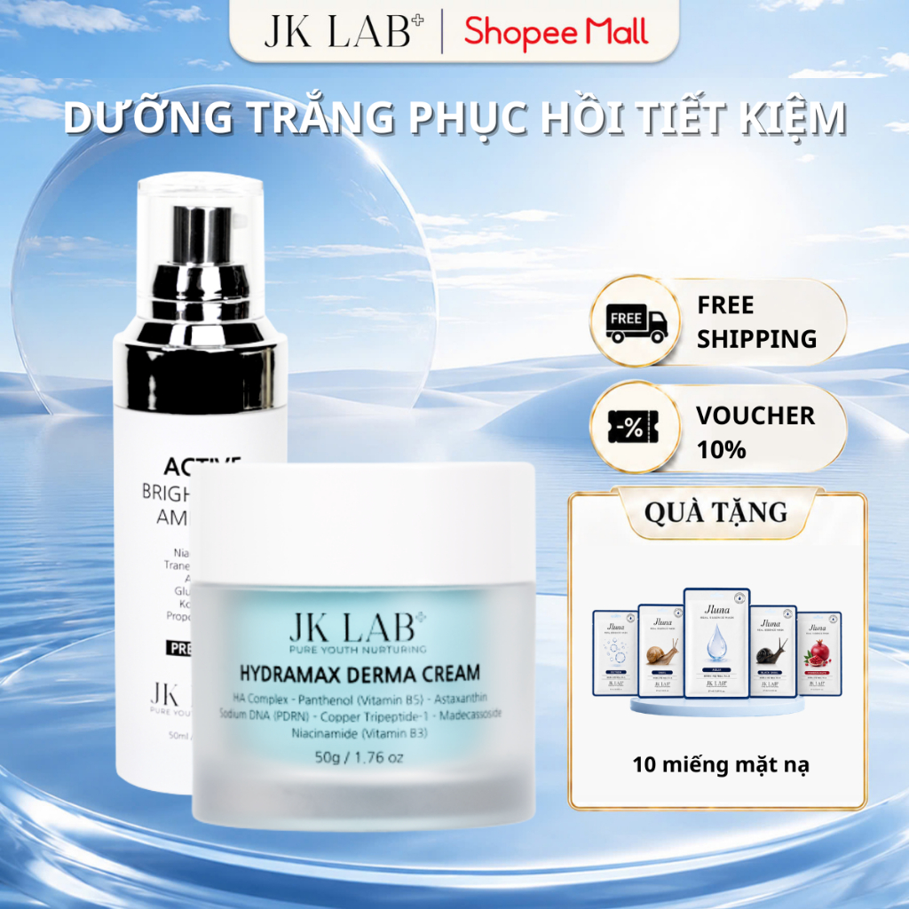 Combo Dưỡng Trắng Phục Hồi Tiếp Kiệm JK LAB Brightening Ampoule và Hydramax Cream