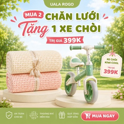 Chăn cho bé lưới Sợi tre Ualarogo chống ngạt Bamboo mềm nhẹ thoáng mát 4449