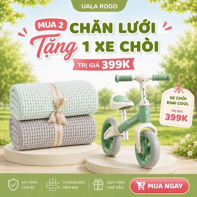 Chăn cho bé lưới sợi tre Ualarogo chống ngạt vải Bamboo mềm co giãn khử khuẩn mềm mịn 8887