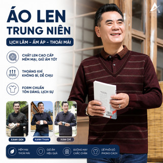 [HỎA TỐC] Áo Len Nam Trung Niên AZILA Lót Nỉ Nhung, Áo Len Tặng Bố, Tặng Ông Phối Cổ Sơ Mi Sang Trọng, Lịch Lãm AL00