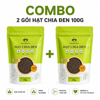 Combo 200g (100g x2) Hạt Chia DK Harvest - Hạt chia độ tinh khiết cao, Thực phẩm ăn kiêng, Có giấy nhập khẩu và Xuất HĐ