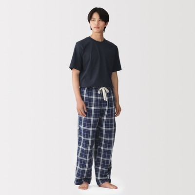 [26AW] MUJI Bộ Mặc Nhà Vải Xô 2 Lớp Tay Ngắn - Nam