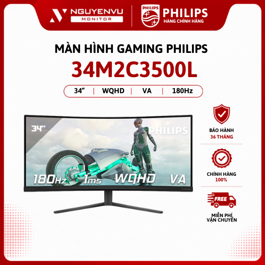 [Full Vat] Màn Hình Gaming Philips 34M2C3500L/01 34 Inch (QHD/VA/180Hz/1ms) - Bảo Hành 3 Năm
