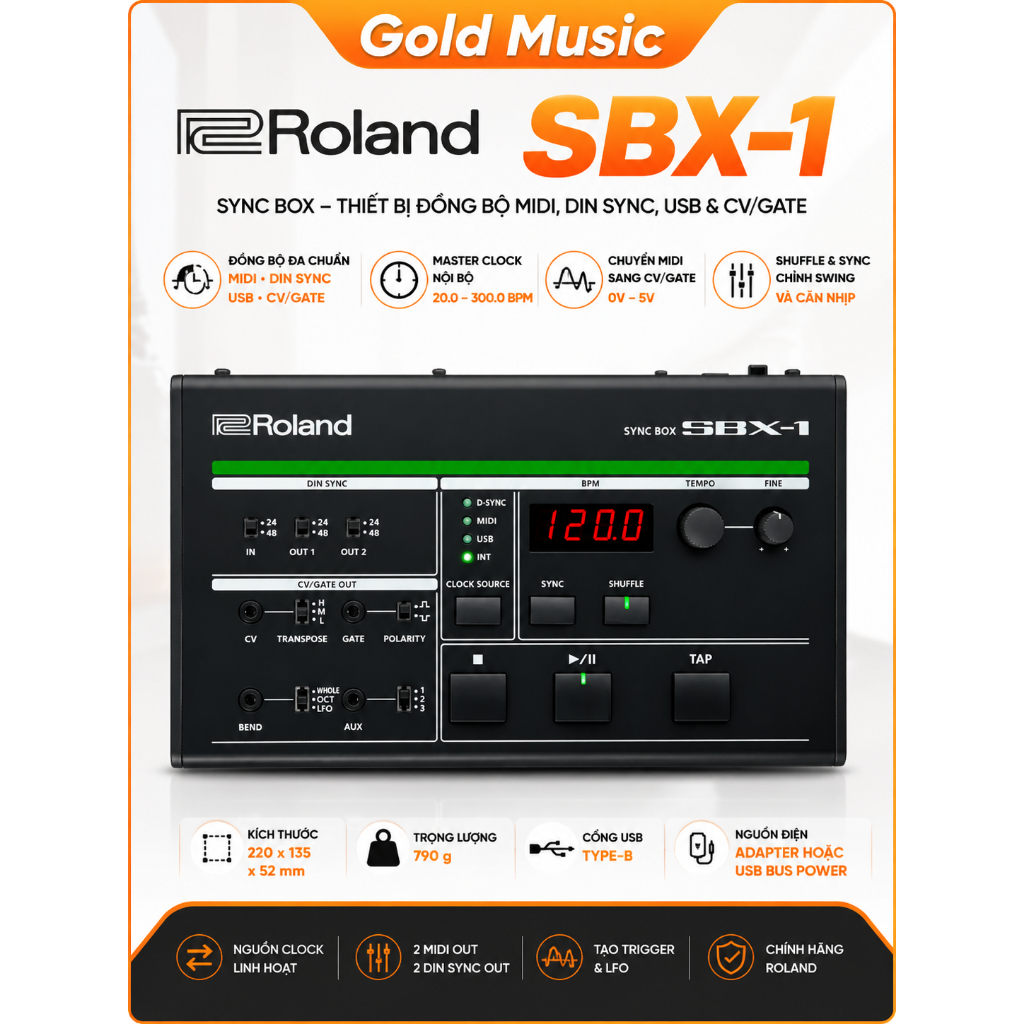 Roland SBX-1 Sync Box – Thiết Bị Đồng Bộ MIDI, DIN SYNC, USB và CV/GATE